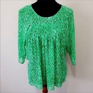 Michael Kors Green Blouse Top Geometric Design